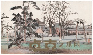 陶冷月 静静山村 镜心 34X59cm